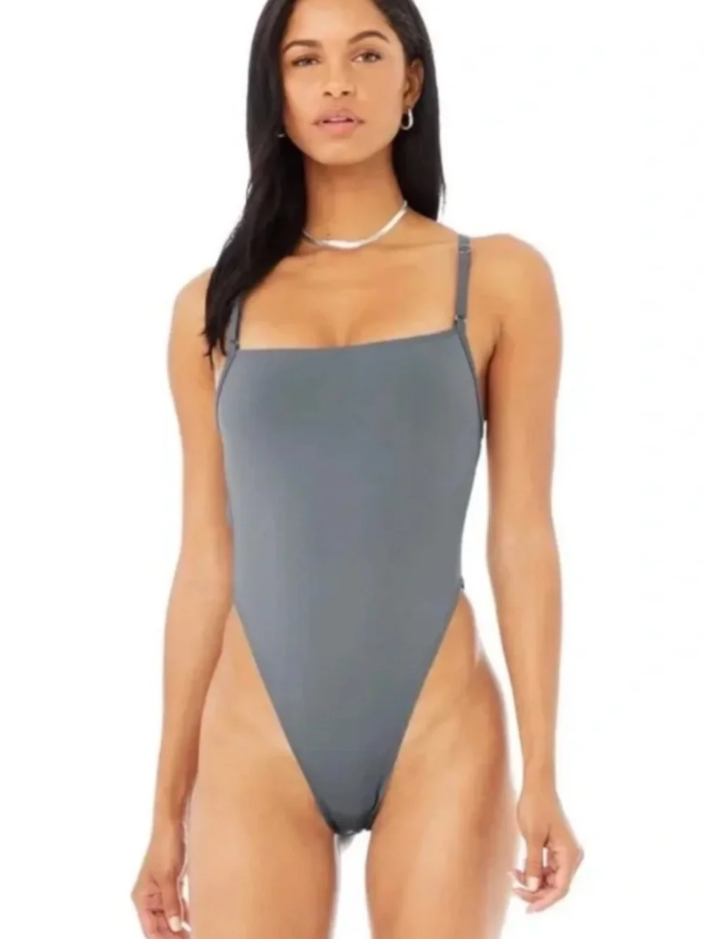 Alo Yoga Thrill Seeker Bodysuit Slate Grey / Blue - Size S